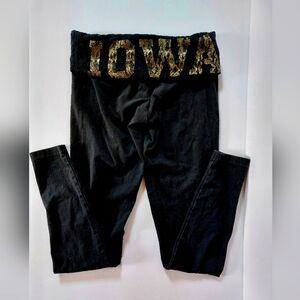 VS PINK Black Lace Foldover Leggings/Yoga Pants size XS University‎ of Iowa